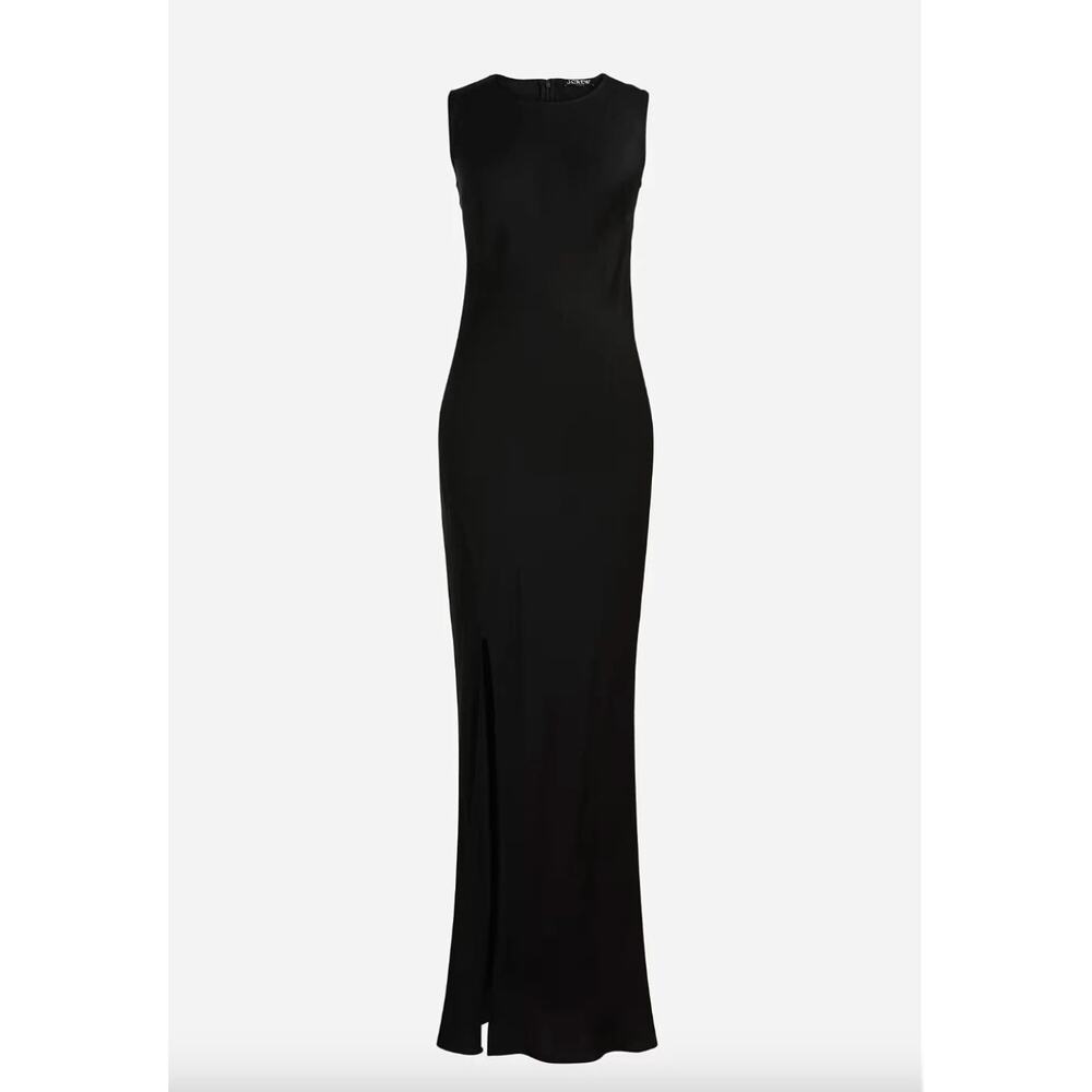 NWT J Crew High Neck Slip Dress Luster Crepe Black Size 16 Minimalist LBD Glam